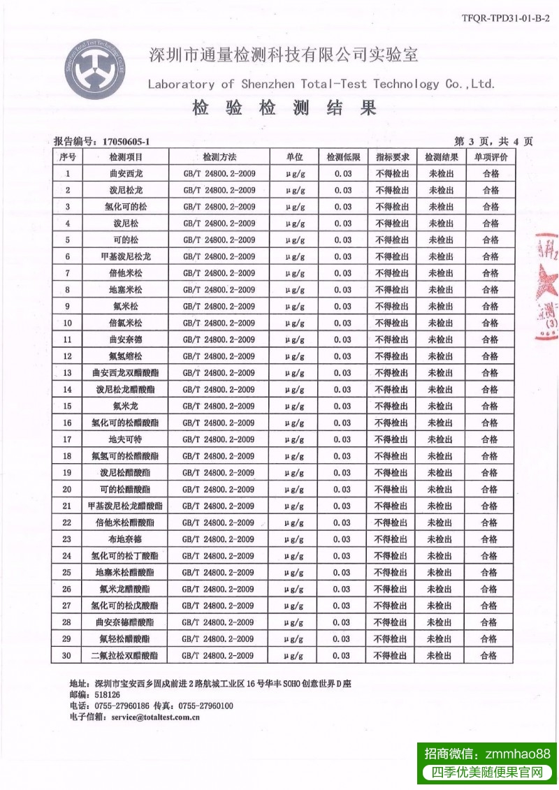 HHA面膜检测报告大全